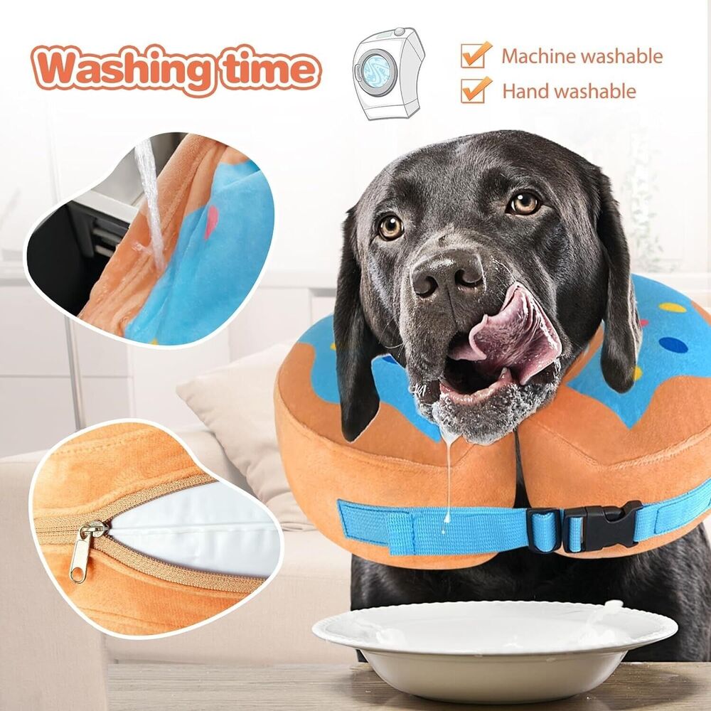 Protective Dog Donut Collar Inflatable Dog Cone After Surgery L (14-19in) NEW!! - Picture 2 of 8